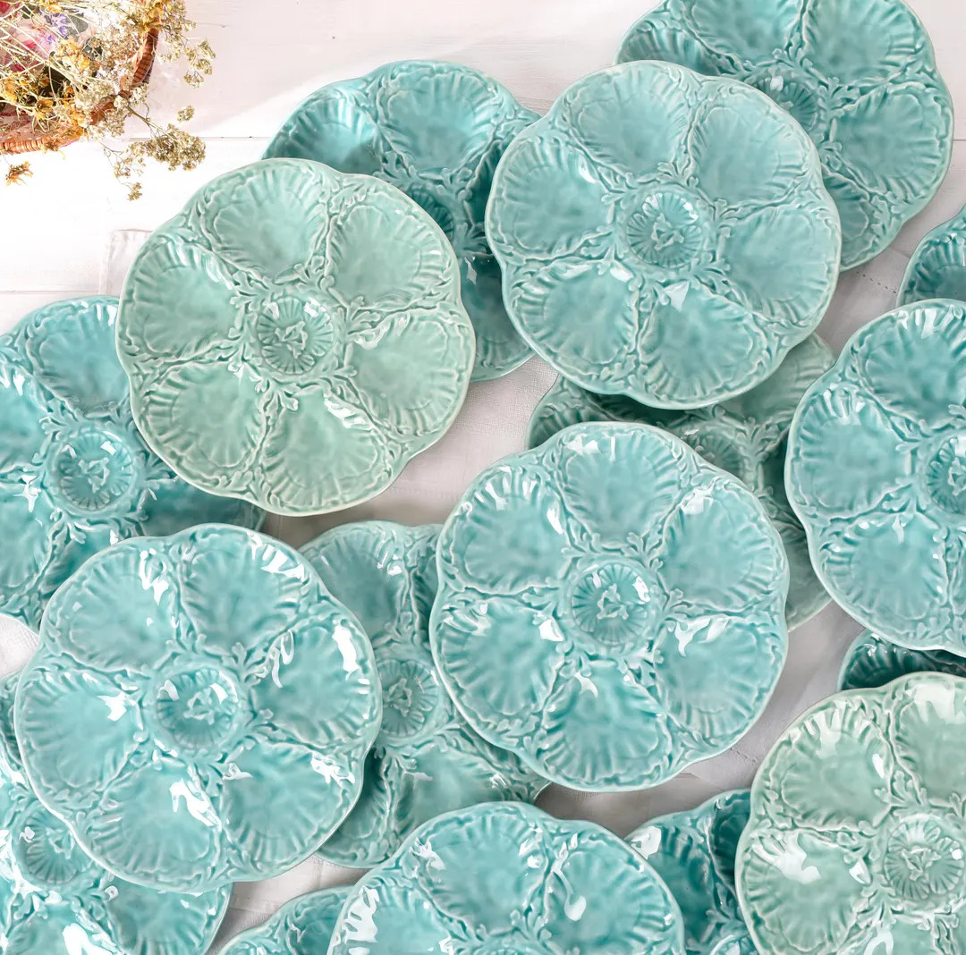 Vintage GIEN Oyster Plate - French Majolica Dish - Antique Sea Shell Plate - Coastal, Shabby Chic... | Etsy (US)