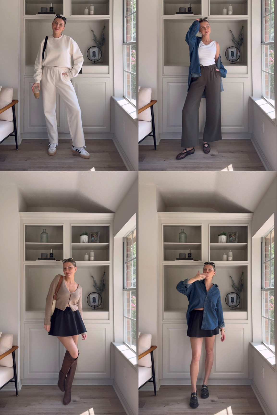Fall outfits from @aritzia #aritziapartner 
I’m wearing a size S in the denim shirt (shade 5 yrs kiss n tell bl), and ruched white tank. Wearing a S, but should have done M in the bump friendly olive pants, and M in two piece lounge set (long length in the pants), cardigan, and black mini skirt.


#LTKWorkwear #LTKBump #LTKStyleTip