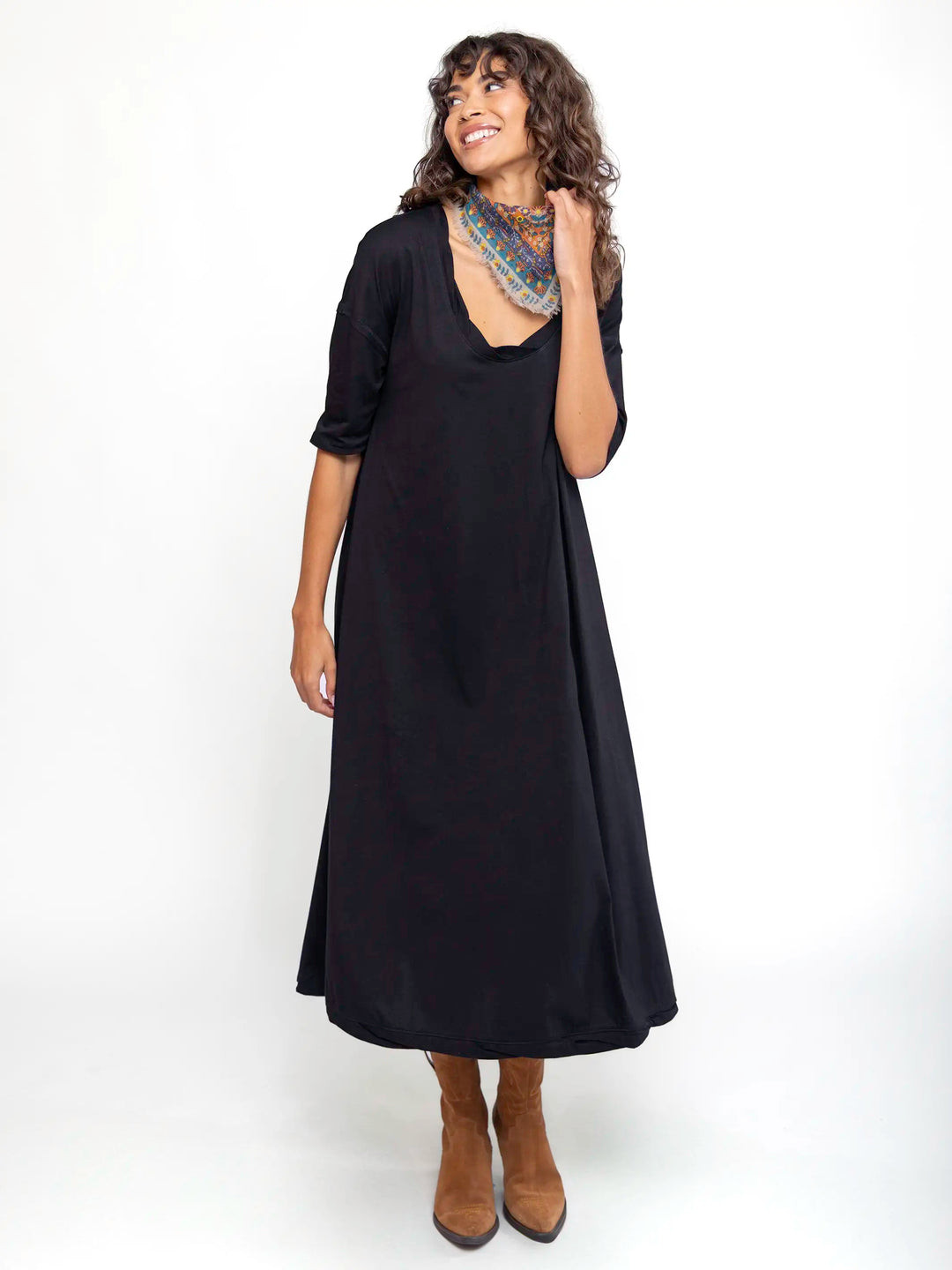 All Day Cotton Tee Dress - Black | Natural Life