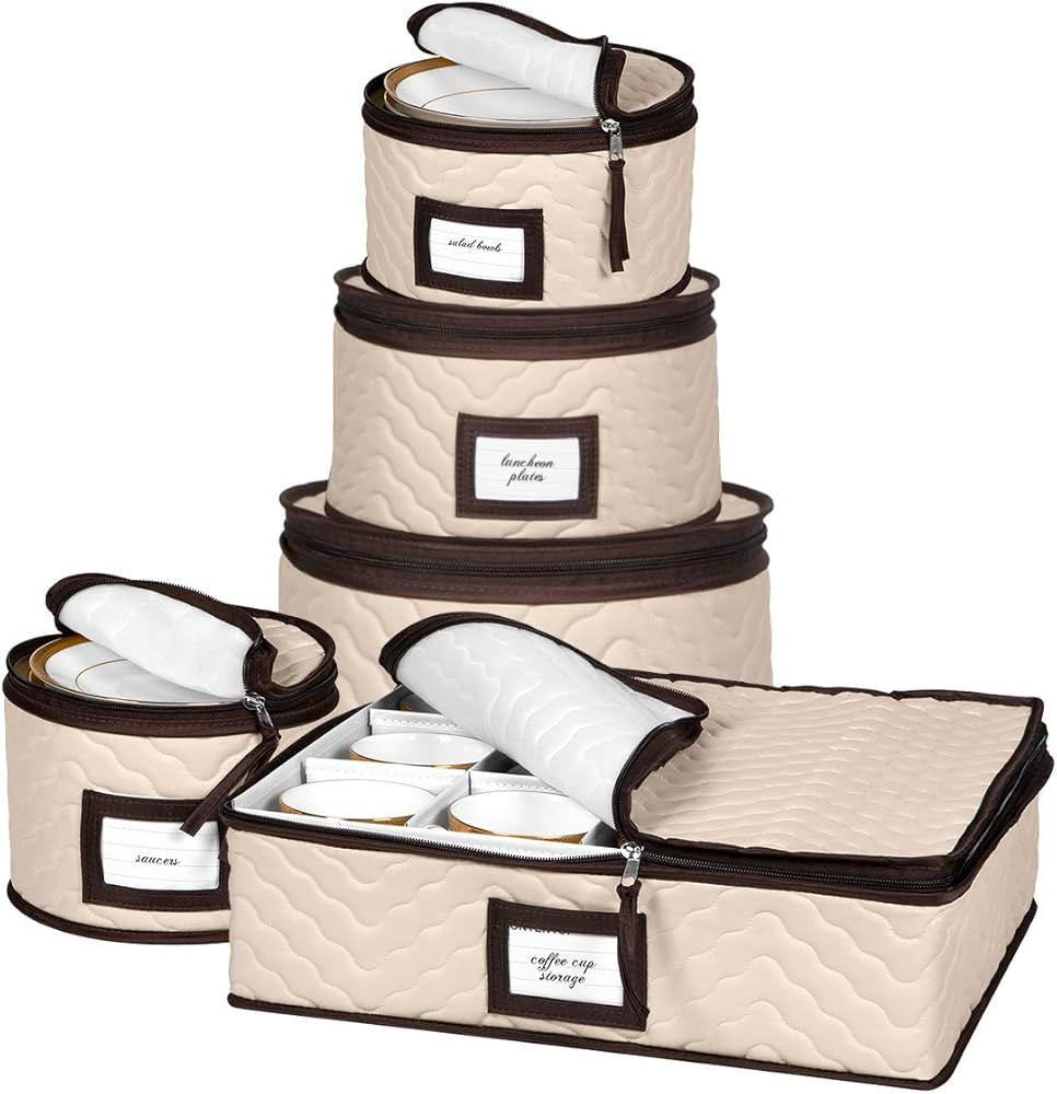 China Storage Containers 5-Piece Set Moving Boxes for Dinnerware, Glasses, Plates, Mugs and Sauce... | Amazon (US)