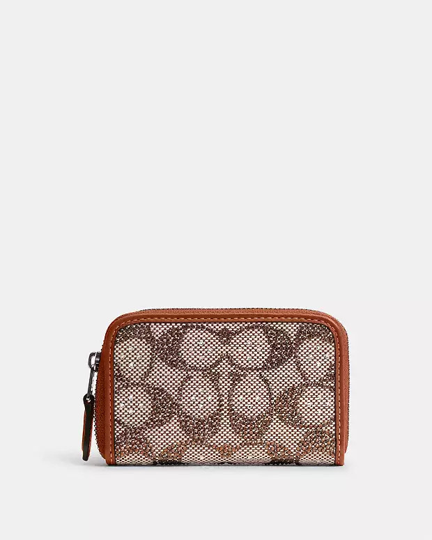 Essential Small Zip Around Card Case In Crystal Signature Jacquard | Coach (US)