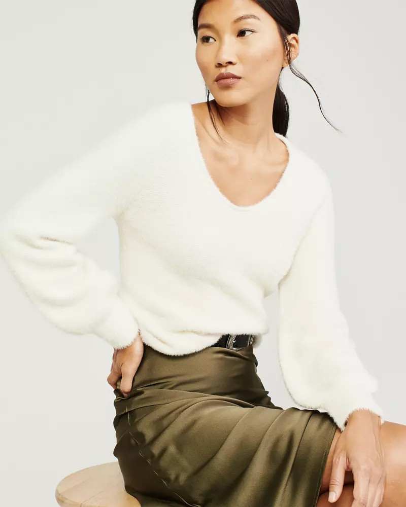 Eyelash V-Neck Sweater | Abercrombie & Fitch US & UK