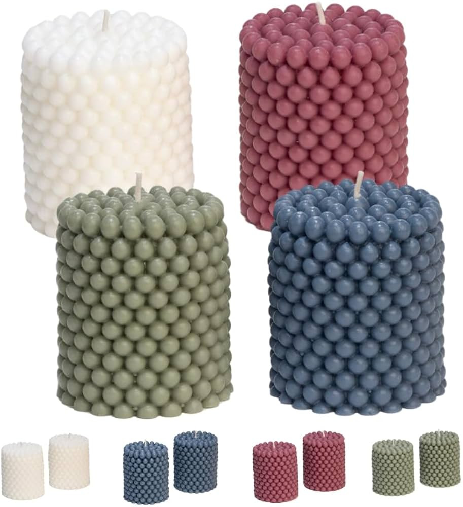 Hearthfire Hygge Bubble Candle Soy Candle Sets | Unscented Mini Pillar Candle Aesthetic | 25-Hr B... | Amazon (US)