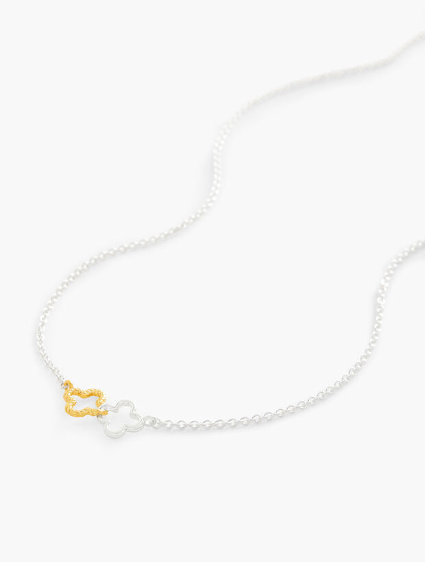 Sterling Silver Two-Tone Clover Pendant Necklace | Talbots