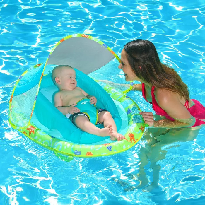 Swimways Infant Baby Spring Float with Canopy - Green | Target
