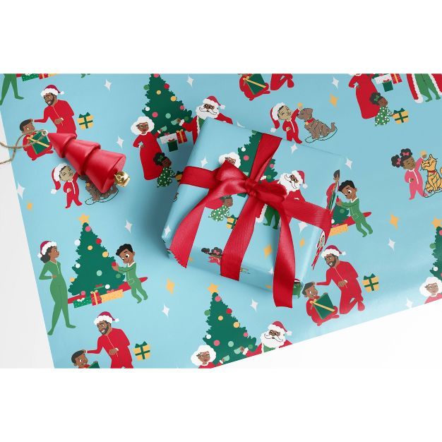 Family Gift Wrap Blue - Black Paper Party | Target