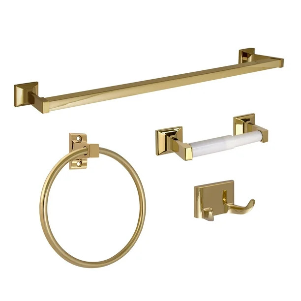 Design House Millbridge 4-Piece Bathroom Accessory Kit, Polished Brass - Walmart.com | Walmart (US)