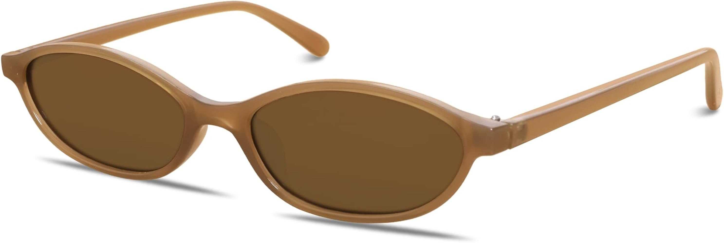 Retro Oval Sunglasses for Women Chic Cat Eye 90s Sunnies Lightweight Narrow Shades Trendy UV prot... | Amazon (US)