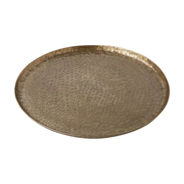 Better Homes & Gardens Medium 14" Round Antique Brass Hammered Metal Tray by Dave & Jenny Marrs -... | Walmart (US)