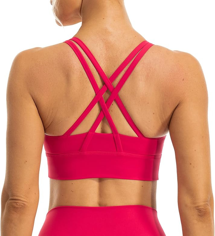 Lavento Women's Strappy Sports Bra Medium Support Workout Training Top | Amazon (US)
