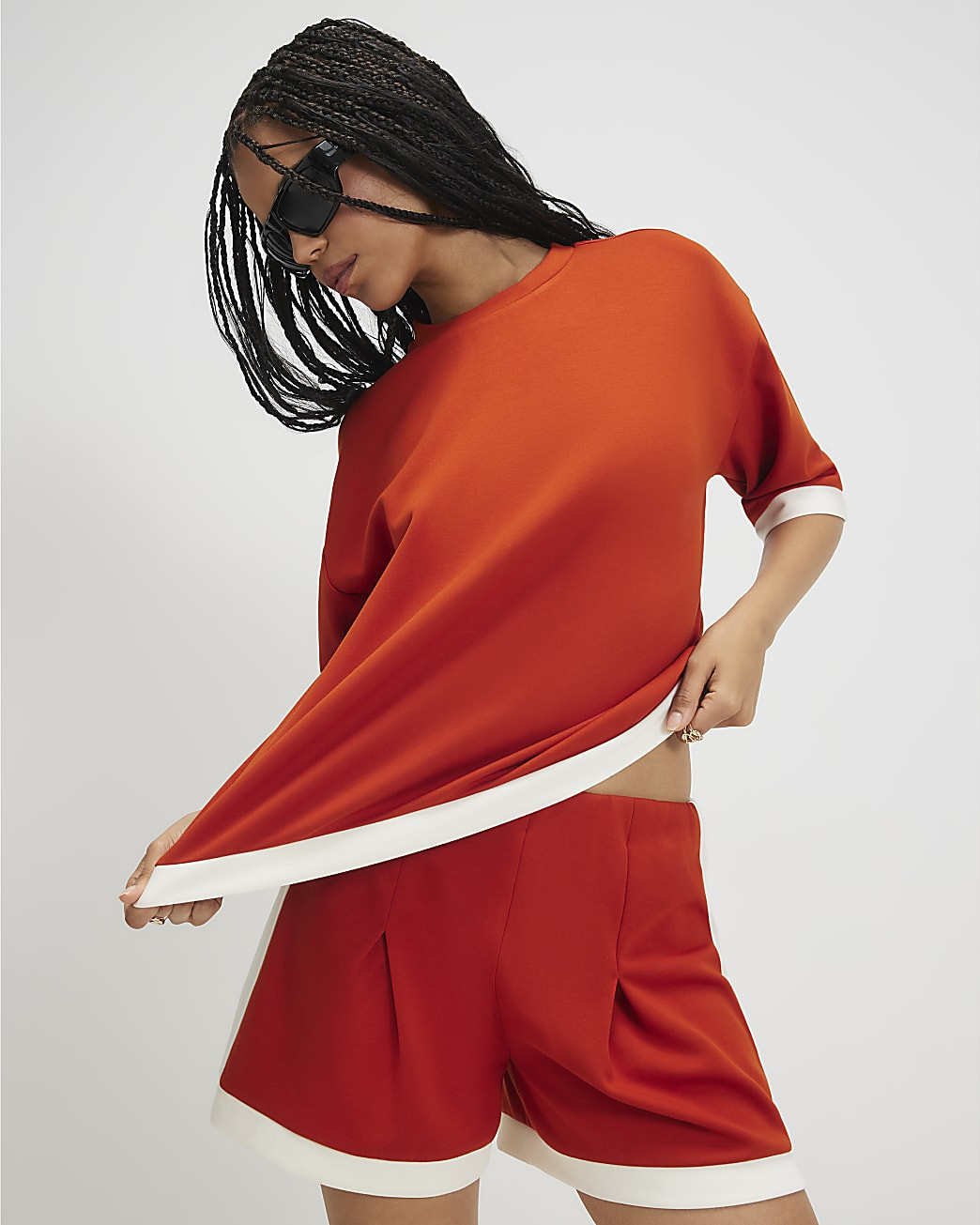 Orange Premium Colour Block T-shirt | River Island UK & IE