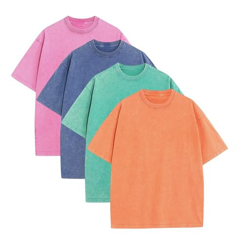 Mens Oversized T Shirts Summer Casual Vintage Solid Tees Wash T-Shirts,Unisex Short Sleeve Tee Rap Hip Hop Streetwear | Amazon (US)