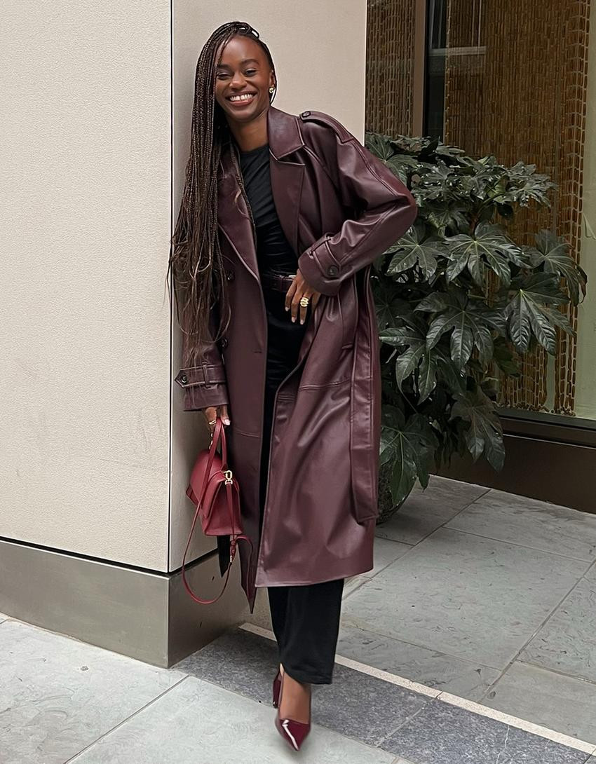 Faux leather trench coat - Coats - Women | Bershka GB