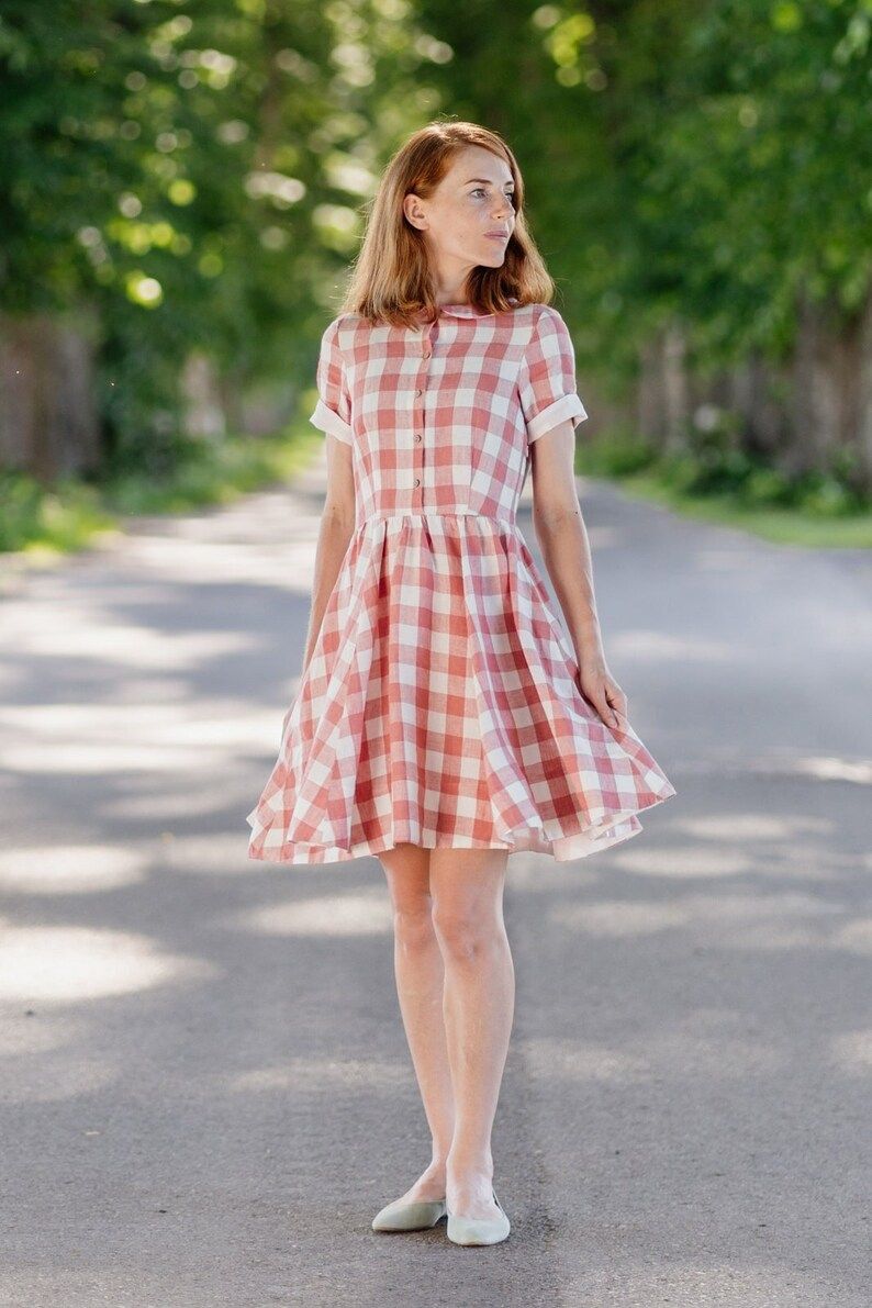 Plaid Linen Dress, Dress With Buttons, Fairycore Dress, Organic Linen, Cottagecore, Medieval Dres... | Etsy (US)