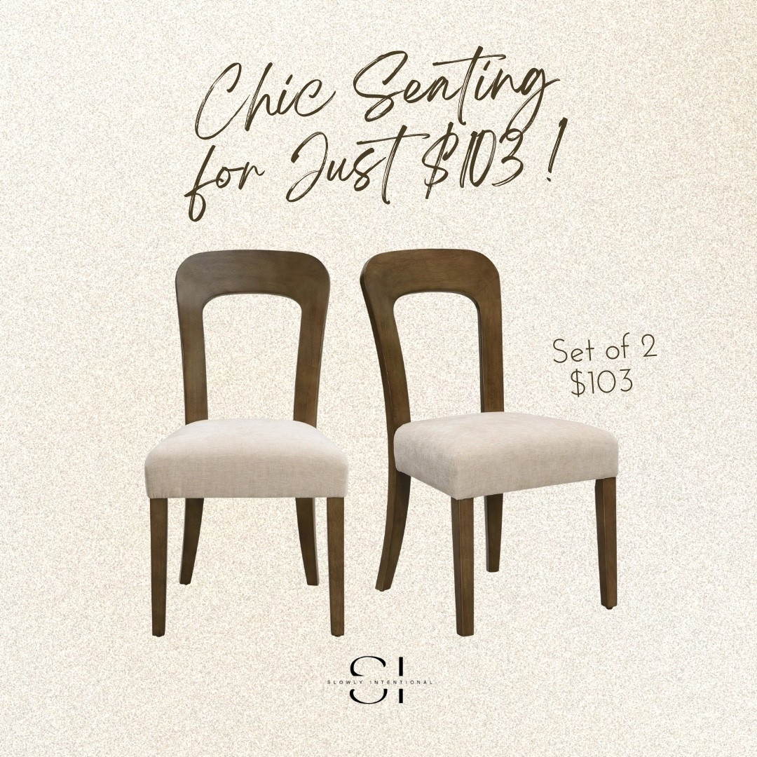 I still can’t believe this set of 2 dining chairs is just $103 and they are a designer look a like that sells for $820 a chair! The modern wood frame and neutral upholstered seat give high-end vibes without the price tag. These affordable dining chairs are perfect for the dining room, breakfast nook, or even styled as accent seating in a bedroom. Amazon seriously makes it so easy to create a chic and intentional home on a budget!

#LTKHome