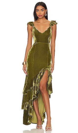 Camille Gown in Deep Green Velvet Dress | Fall Wedding Guest Dress  | Revolve Clothing (Global)