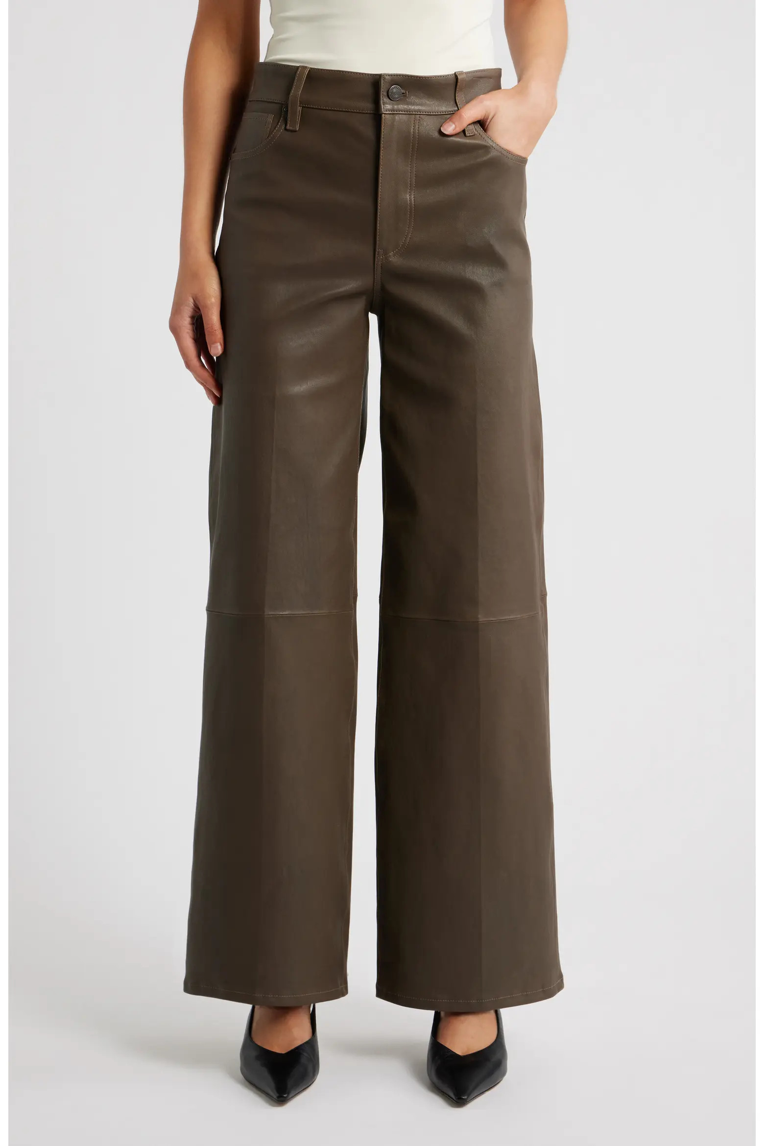 Le Slim Palazzo Leather Pants (Women) | Nordstrom | Nordstrom