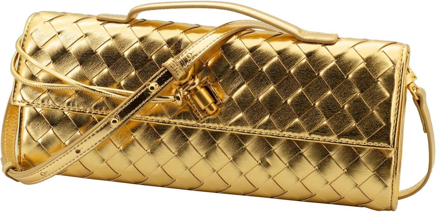 Woven Bag Clutch Purse for Women Ladies Party Handbag Wedding Cocktail Prom Crossbody Shoulder Ba... | Amazon (US)