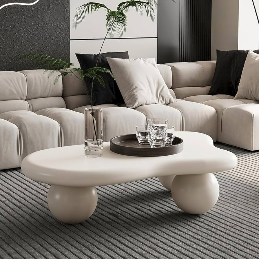 40" Irregular Cloud Coffee Table Asymmetrical Tea Table Low Coffee Table Unique Center Tables wit... | Amazon (US)