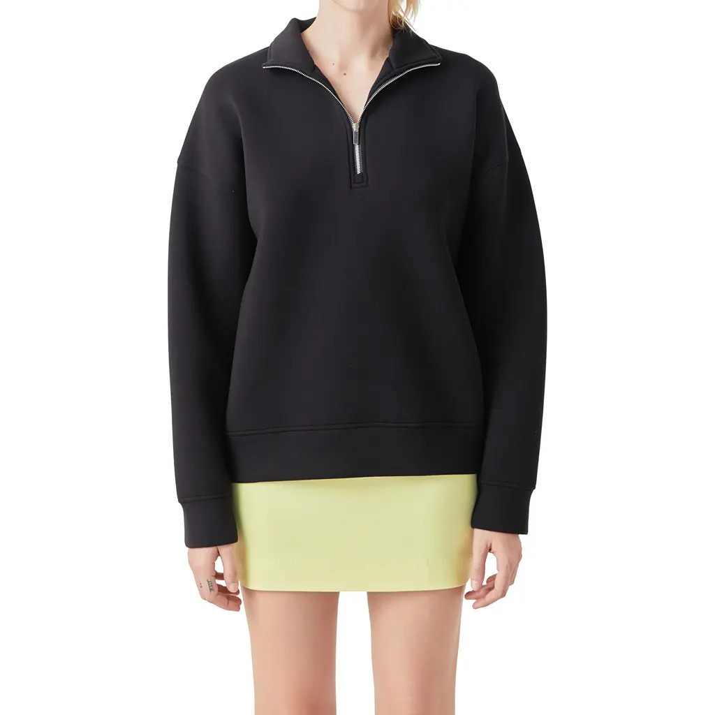 Grey Lab Scuba Knit Quarter Zip Pullover in Black at Nordstrom, Size Large | Nordstrom