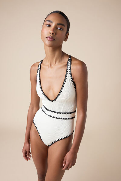 Badeanzug Bicolor Embroidery Weiß | Calzedonia Germany