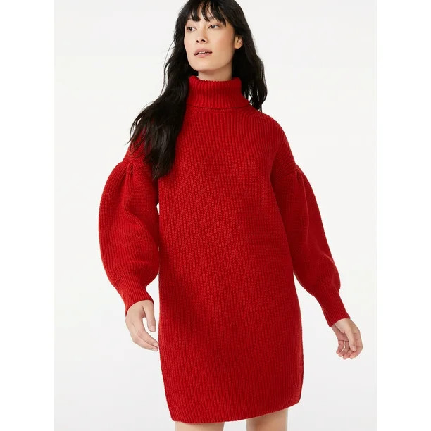 Free Assembly Women's Cowl Sweater Dress with Pleated Shoulders | Walmart (US)