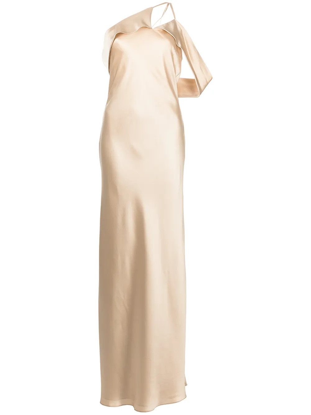 Michelle Mason bias-cut one-shoulder Gown | Gold | FARFETCH UK | Farfetch Global