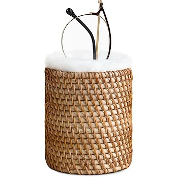 Mkono Glasses Holder for Nightstand Rattan Protective Glasses Stand for Glass Eyeglass Organizer ... | Amazon (US)