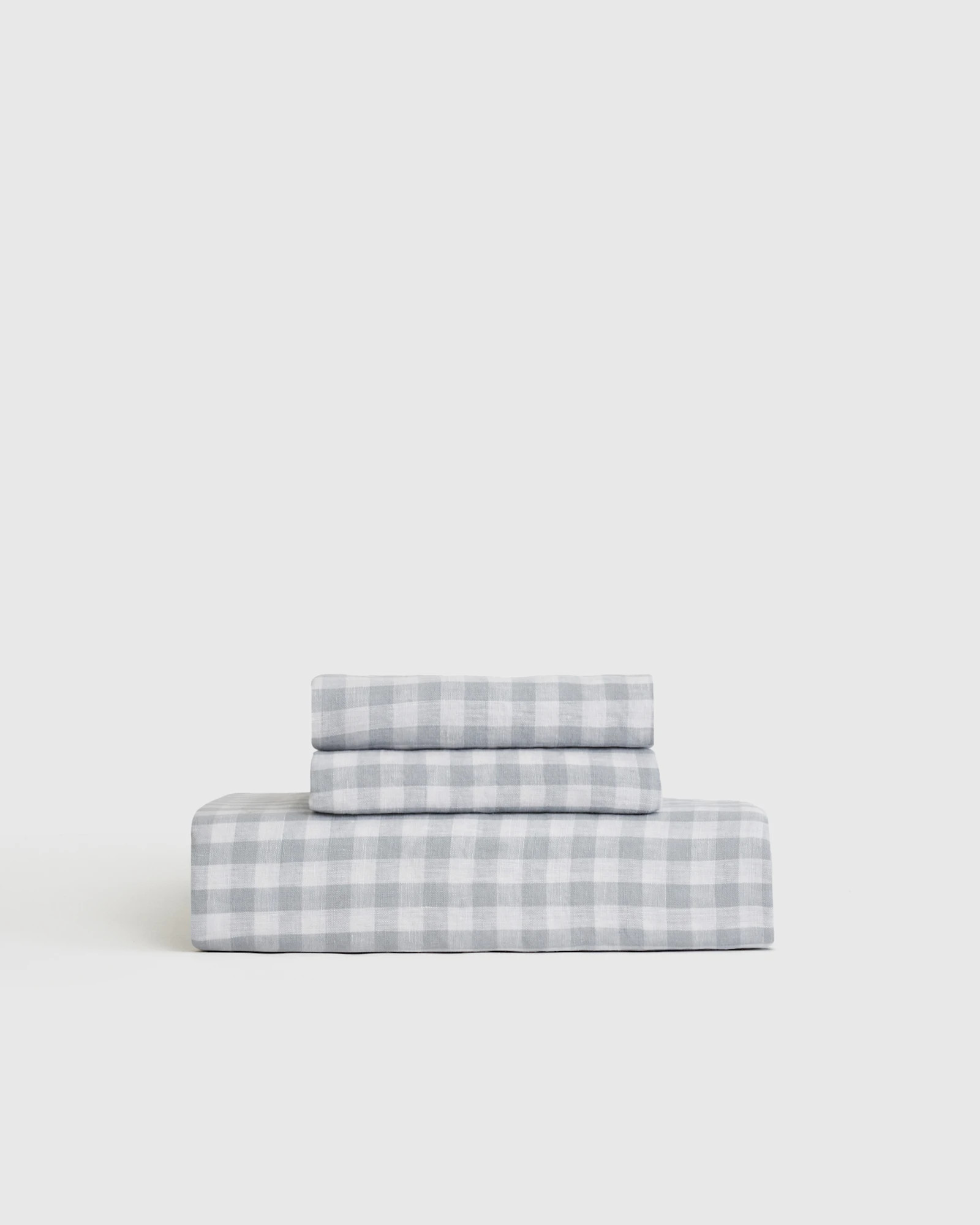 European Linen Gingham Fitted Sheet Set | Quince