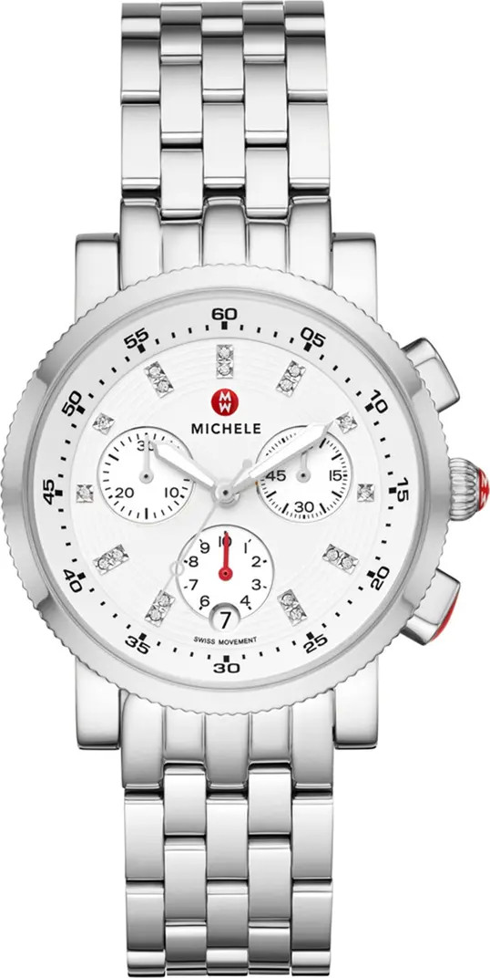 MICHELE Women's Diamond Accent Stainless Sport Sail Watch, 38mm - 0.06ctw | Nordstromrack | Nordstrom Rack