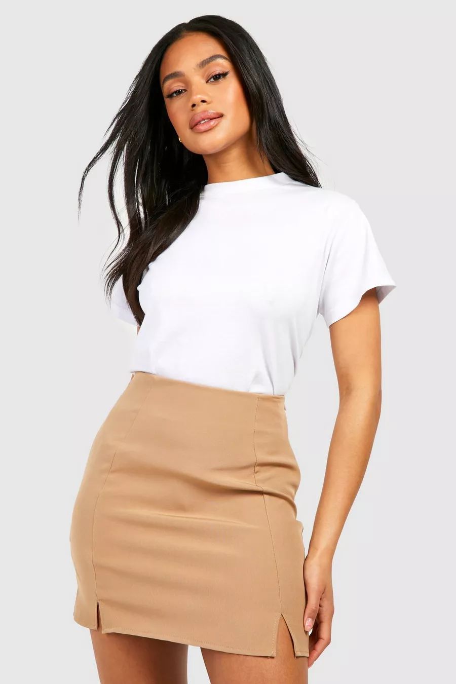 Double Split Front Woven Mini Skirt | Boohoo.com (UK & IE)