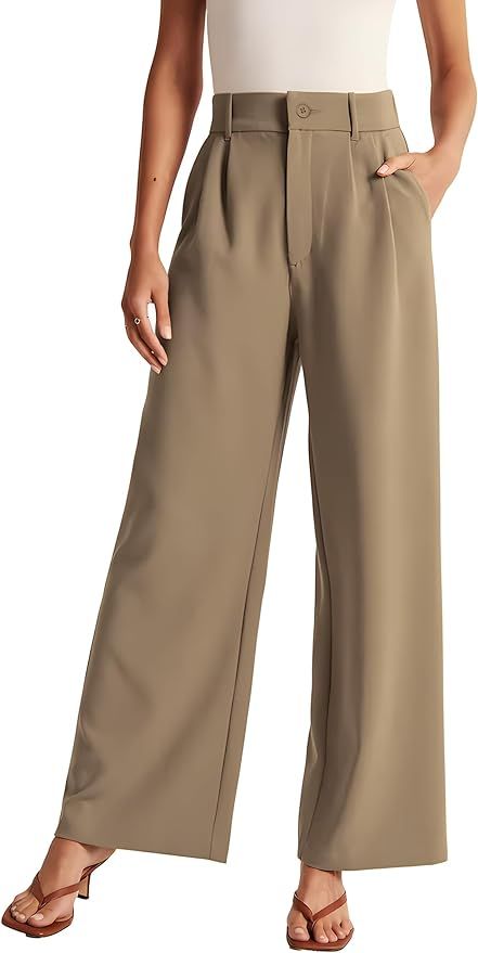 Womens Wide Leg Pants High Waisted Business Casual Summer Dress Pants Palazzo Long Work Trousers ... | Amazon (US)