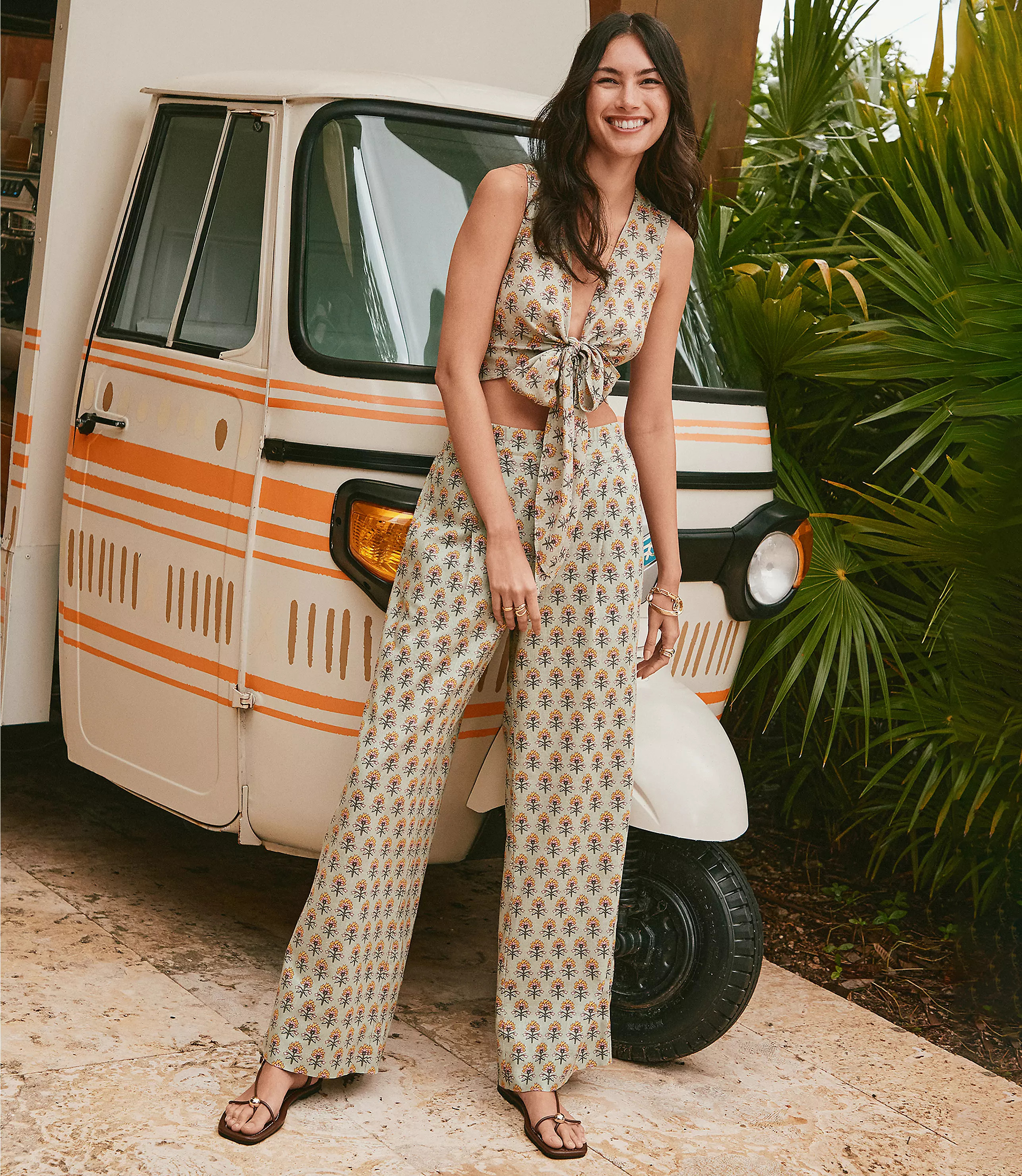 Petite LOFT Beach Garden Linen Cotton Wide Leg Pants | LOFT