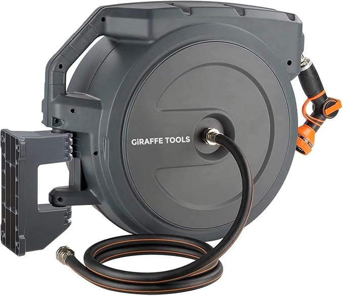 Giraffe Tools AW405/8MB Retractable Garden Hose Reel 5/8" x 90 ft PRO Metal Bracket, Heavy Duty, ... | Amazon (US)