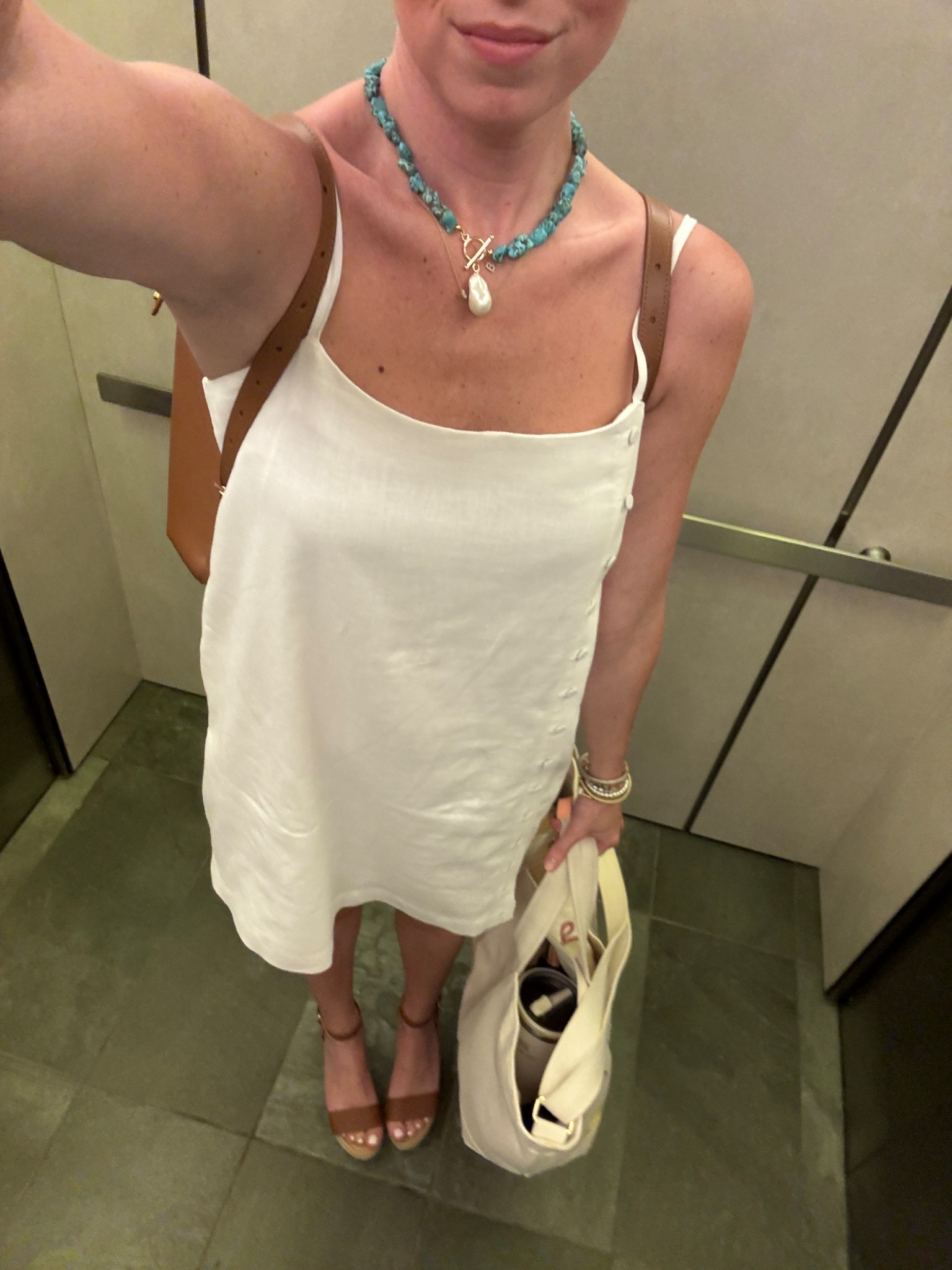 White skort dress from Abercrombie. Amazon turquoise necklace. Baublebar canvas tote

#LTKWorkwear #LTKSeasonal #LTKFindsUnder100