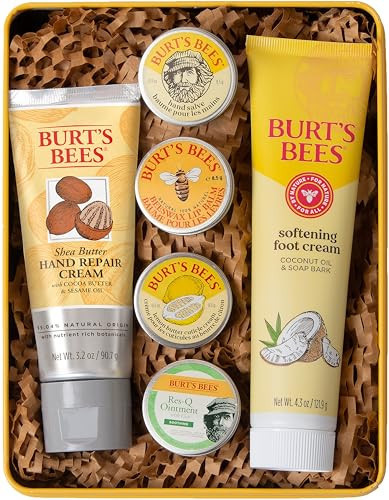 Burt's Bees Mothers Day Gifts Ideas - Classics Set, 6 Products in Giftable Tin – Cuticle Cream, Hand Salve, Lip Balm, Res-Q Ointment, Hand Repair and Foot Cream | Amazon (US)