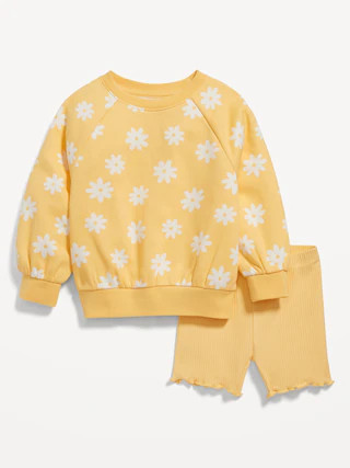 Crew-Neck Graphic Sweatshirt & Biker Shorts Set for Toddler Girls | Old Navy (US)