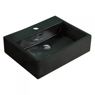 Ceramic Rectangular Vessel Bathroom Sink with Overflow Avanities Sink Finish: Matte Black, Faucet Mo | Wayfair North America