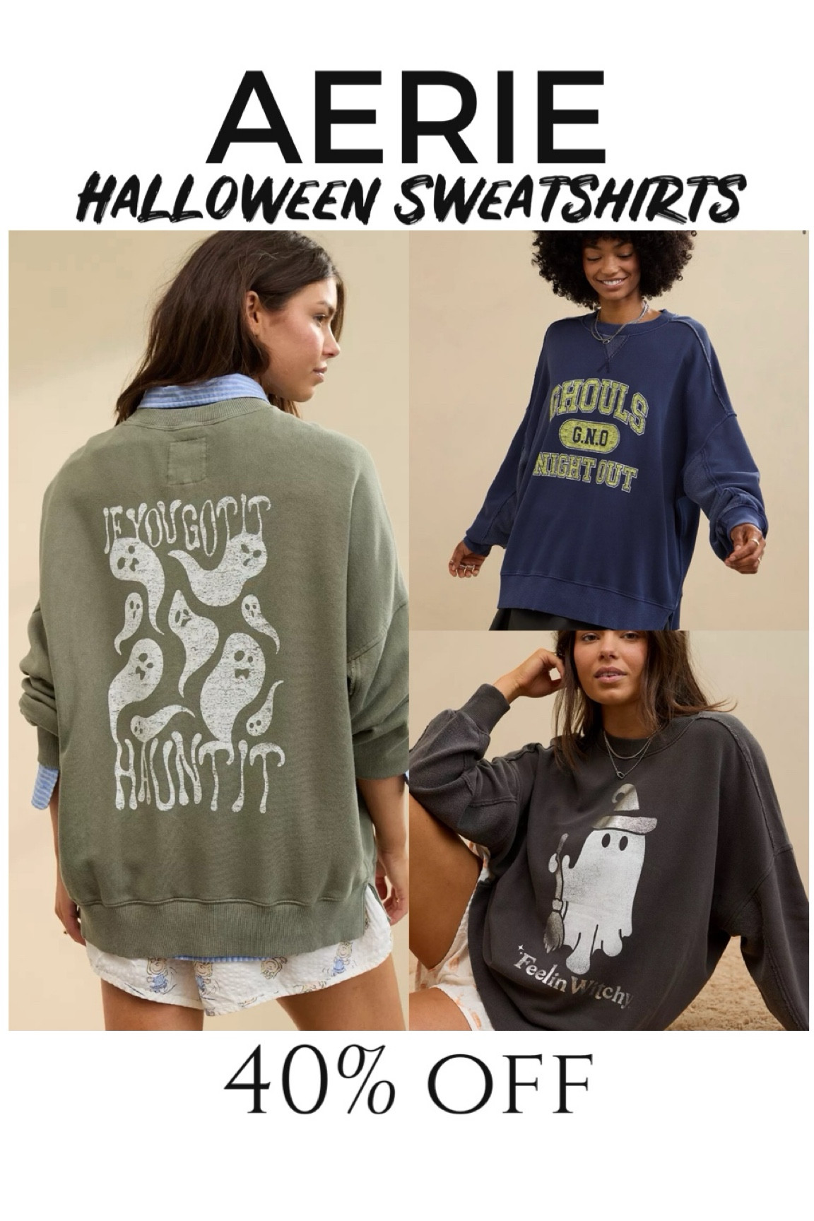 Aerie Halloween sweatshirts 🎃👻💀40% off and only $32

#LTKStyleTip #LTKFindsUnder50 #LTKSeasonal