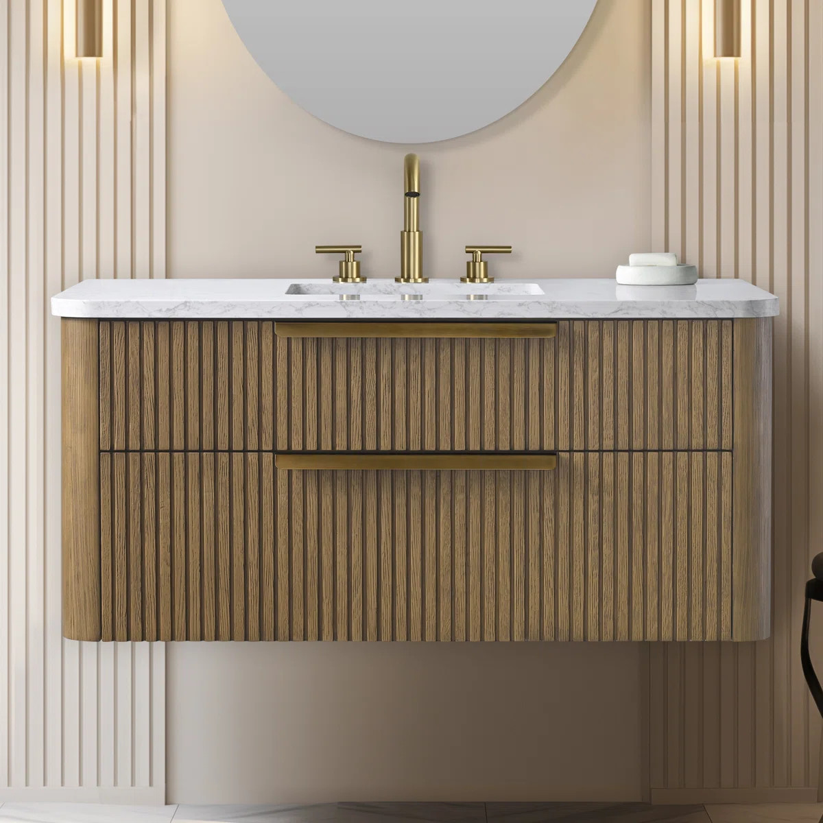 This wall-mounted single bathroom vanity set is your ticket to a sleek, modern bathroom makeover.... | Wayfair North America