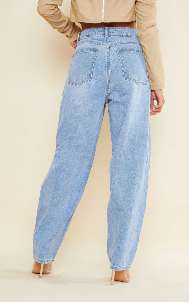 PRETTYLITTLETHING Petite Light Blue Wash Open Knee Boyfriend Jeans | PrettyLittleThing UK