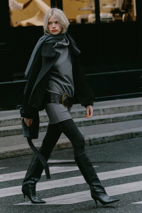 HIGH NECK COAT WITH BELT | Zara US