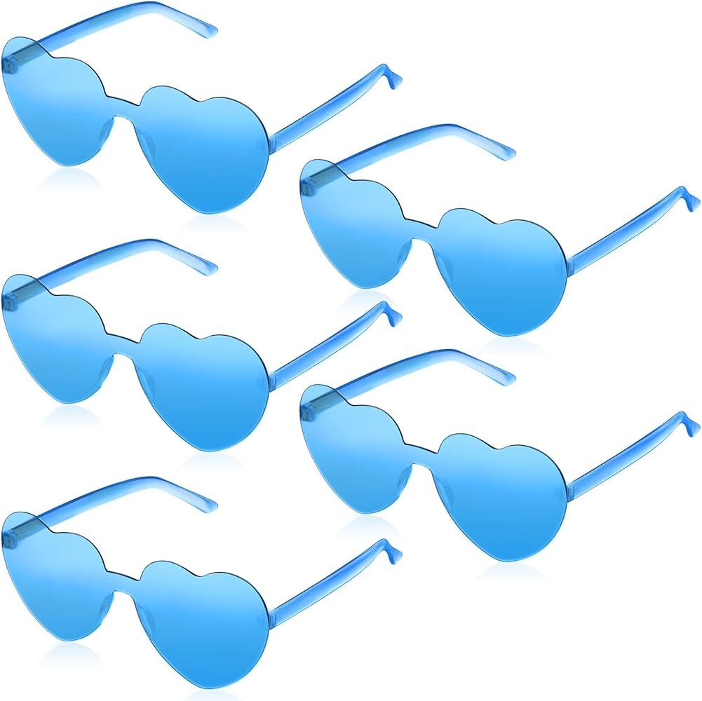 5 Pieces Heart Shape Rimless Sunglasses Tinted Heart Glasses Eyewear for Party Women and Girls Ac... | Amazon (US)