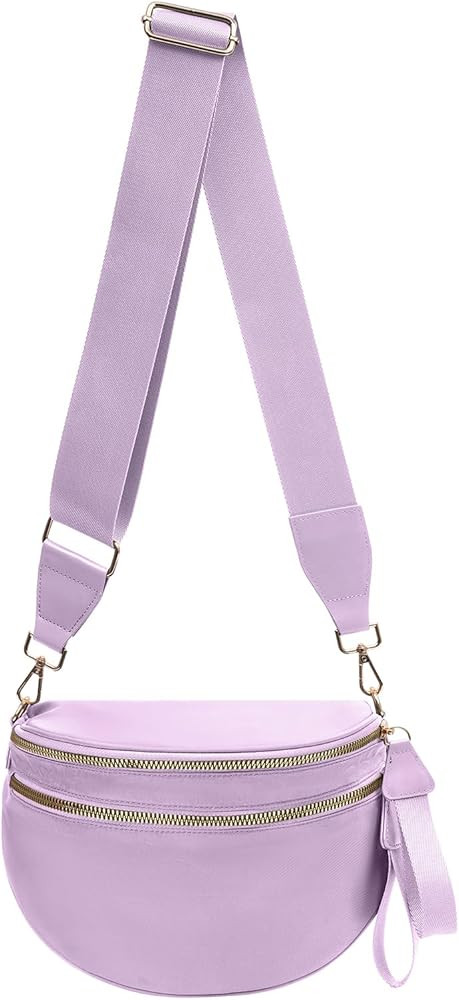 Crossbody Bags Bum Bag for Women Large Sling Bag Purse with Adjustable Strap（Purple） | Amazon (US)
