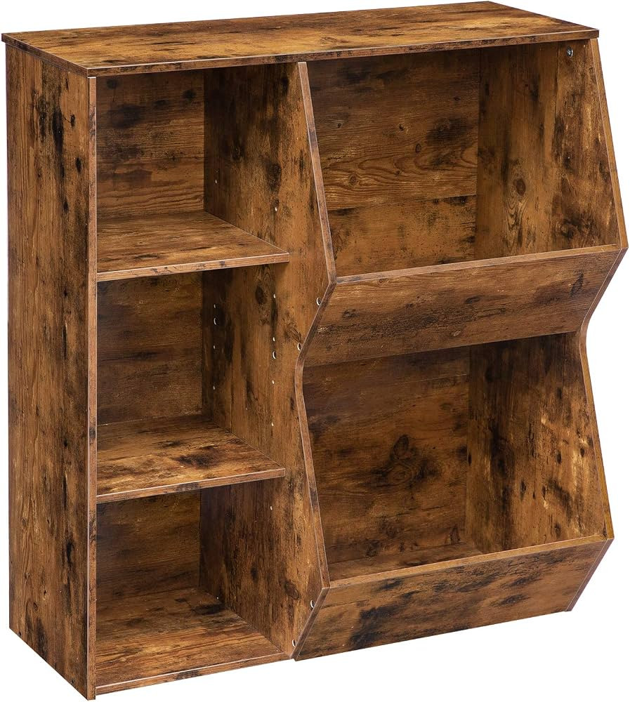 HOOBRO Kids Bookshelf, Toy Storage Organizer, Multi-Bin Storage Cubby, 2 Adjustable Shelves, Book... | Amazon (US)