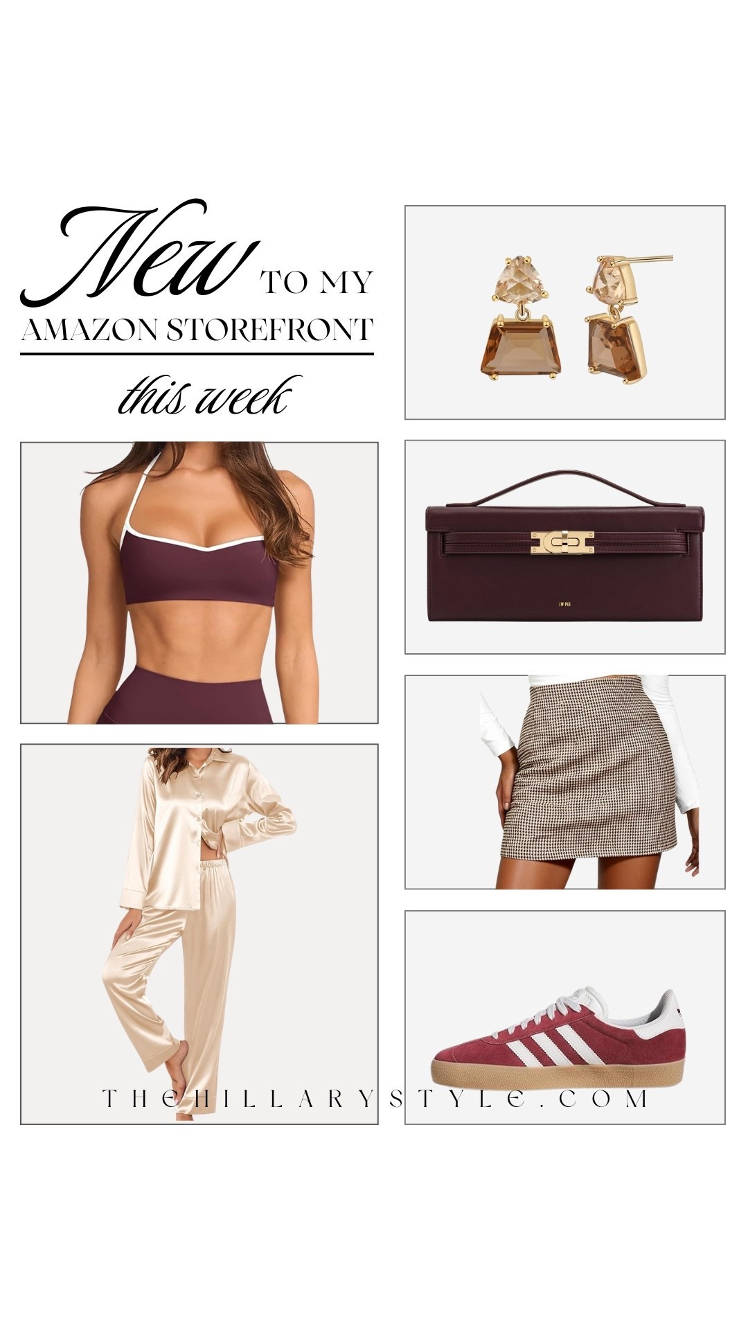Just added to my storefront 💫 From the rich burgundy JW PEI bag and classic adidas Gazelles to the chic houndstooth mini and satin PJs — these new arrivals are all about elevated style with timeless flair. Perfect mix of cozy, sporty, and luxe details you’ll wear on repeat. #AmazonFinds #NewArrivals #LTKFinds #FallStyle #WinterFashion #ChicOnABudget #AmazonFashion #AffordableStyle #TrendingNow #TheHillaryStyle

#LTKOver40 #LTKSeasonal #LTKStyleTip