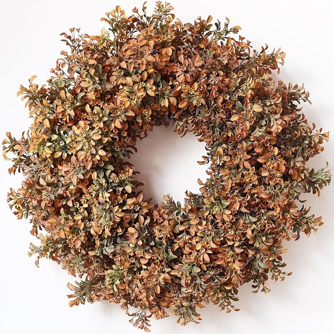 Large Faux Aglaia Odorata Wreath, Fake Eucalyptus Leaves, for Window Porch Wall Farmhouse Home Ha... | Amazon (US)