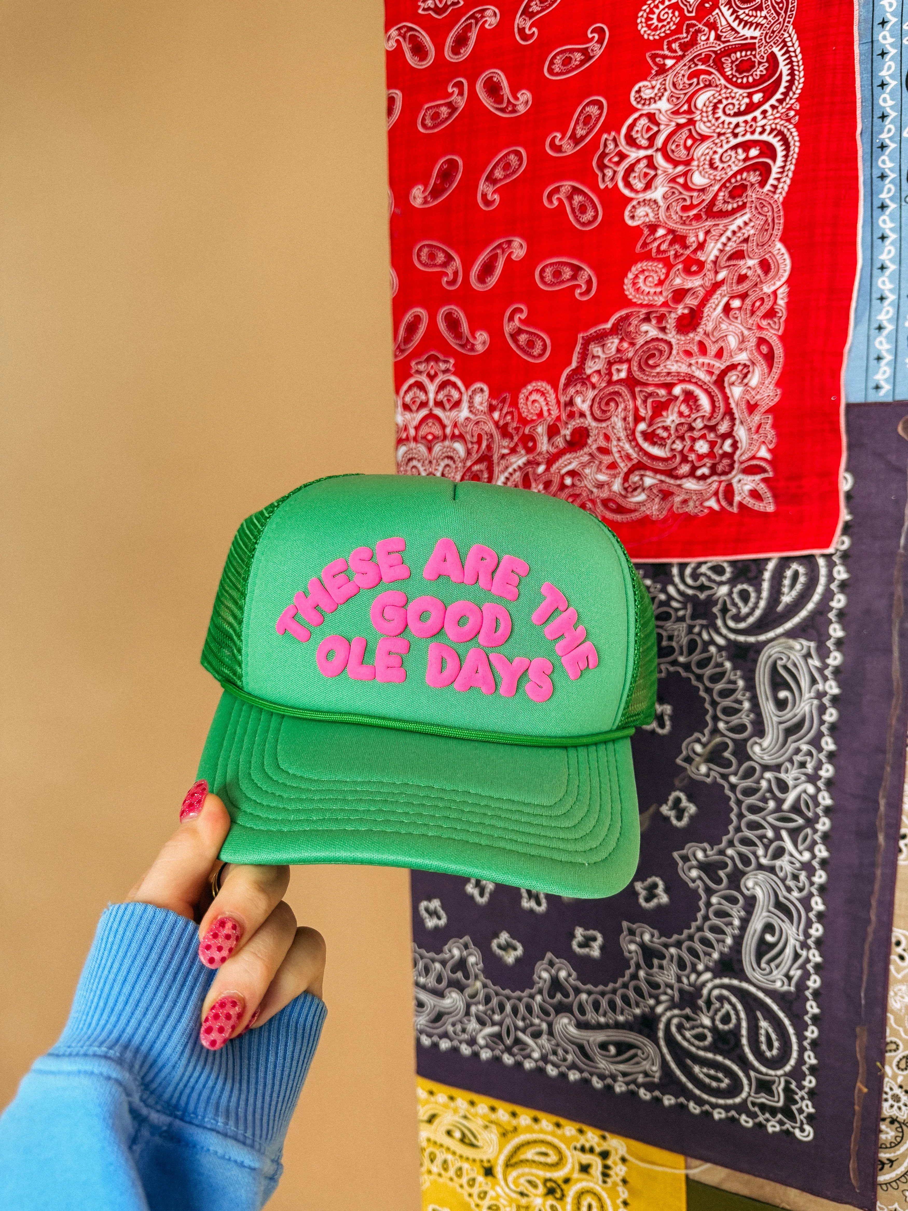 ETTA OG | these are the good ole days trucker hat - green | Etta+East