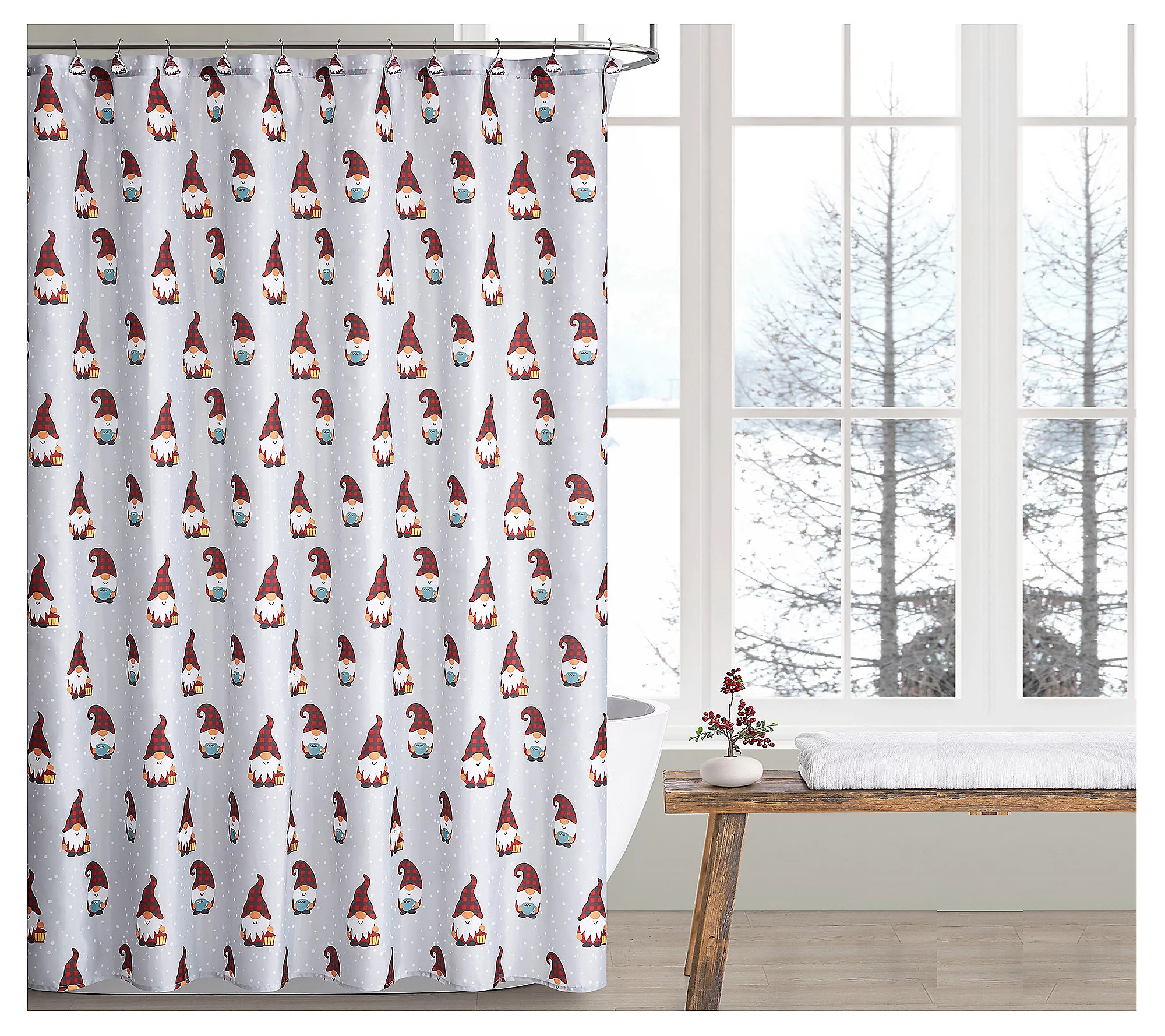 VCNY Home 13-Piece Gnome Holiday Shower Curtain Set | QVC