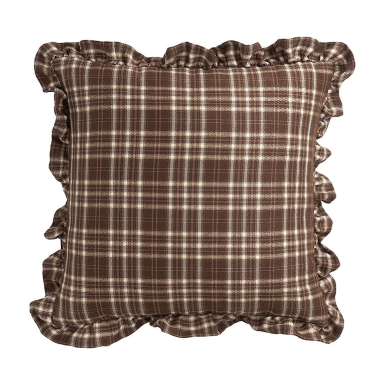 Plaid Ruffle Throw Pillow Cover Farmhouse Checkered Pillowcase Chic Vintage Square Decorative Cus... | Walmart (US)